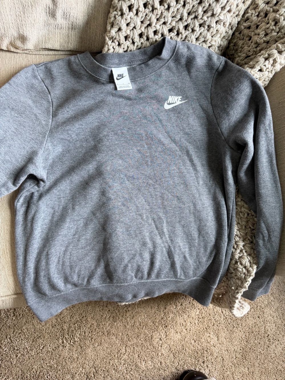 Nike Gray Crewneck Sweatshirt with White Logo